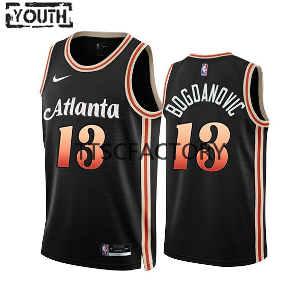 Atlanta Hawks Trikot Bogdan Bogdanovic 13 Nike 2022-23 City Edition Schwarz Swingman - Kinder Atlanta Hawks Trikot Bogdan Bogdanovic 13 Nike 2022-23 City Edition Schwarz Swingman - Kinder